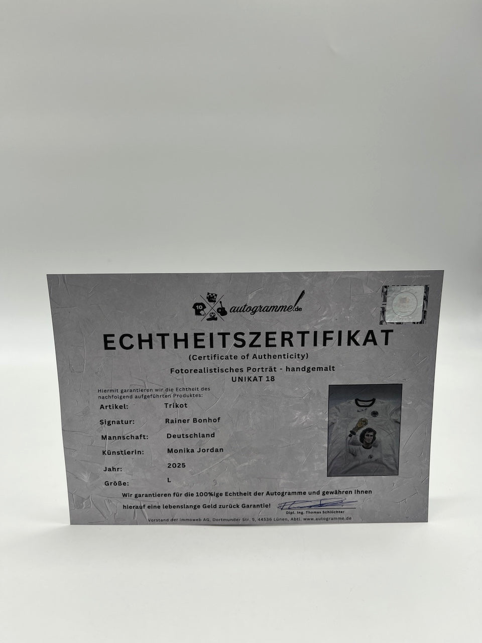 DFB jersey portrait Rainer Bonhof hand painted and signed in the context l