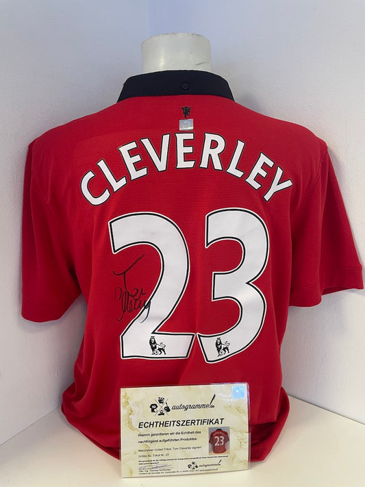Manchester United Trikot Tom Cleverley signiert Autogramm Fußball England Nike XL
