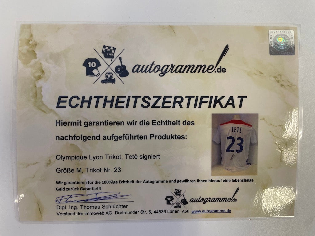 Olympique Lyon jersey Tete signed autograph football france adidas new m