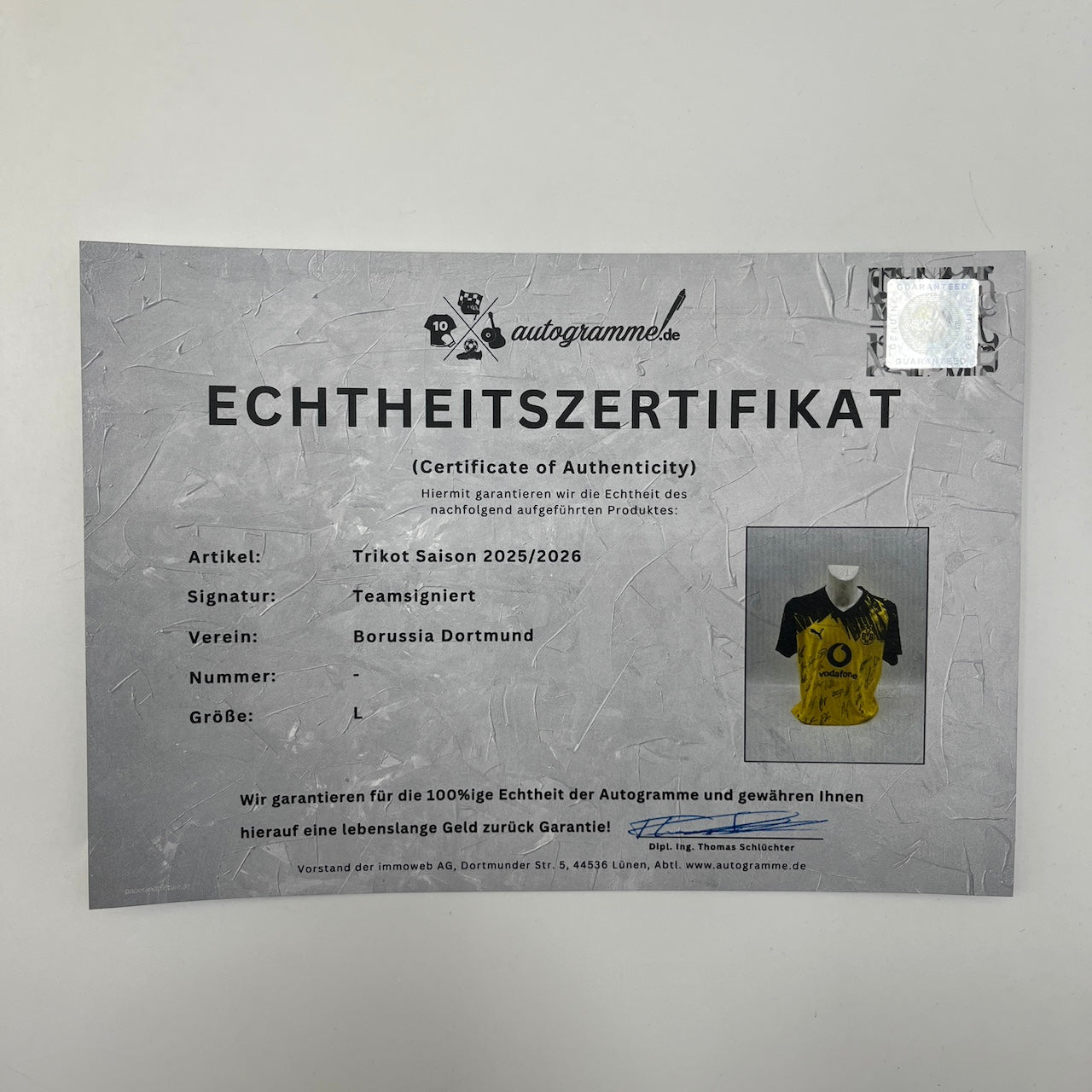 BVB Trikot 2025/2026 Teamsigniert Borussia Dortmund Puma L