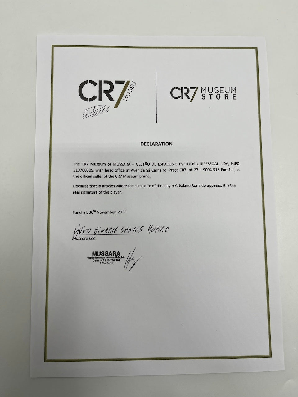 Portugal jersey Cristiano Ronaldo signed autograph COA football M