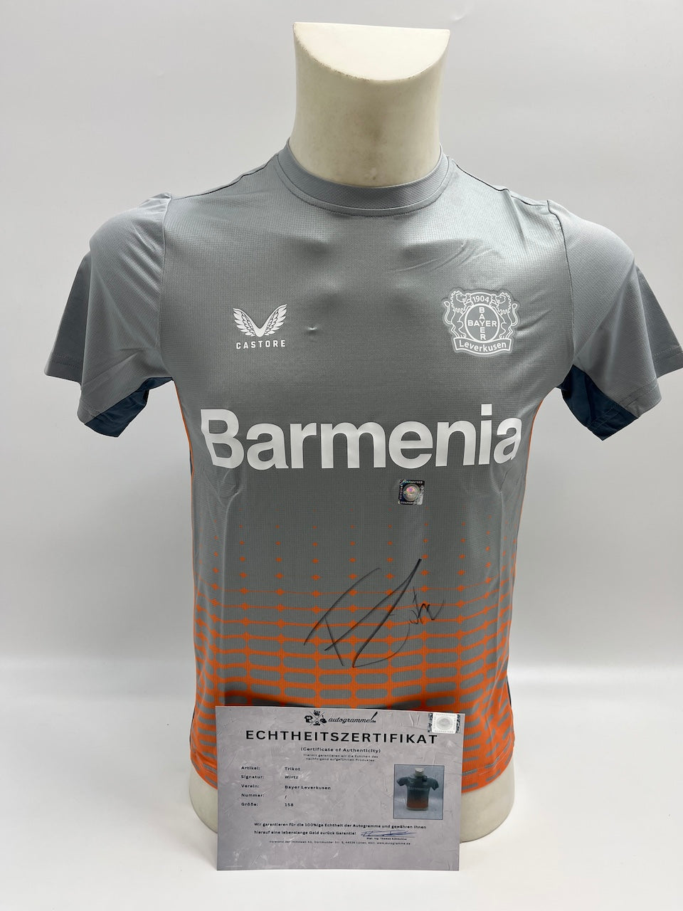 Bayer Leverkusen training shirt Florian Wirtz signed autograph Coa Castore 158