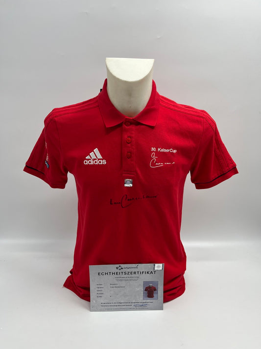 Adidas Poloshirt Franz Beckenbauer signiert Autogramm COA S