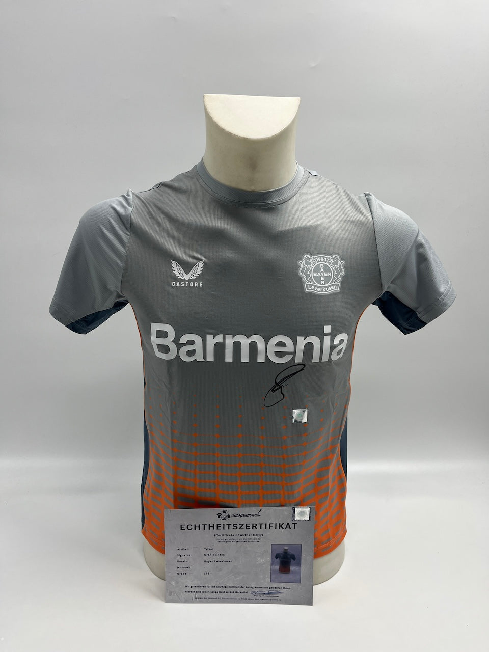 Bayer Leverkusen training shirt granit xhaka signed autograph Castore 158