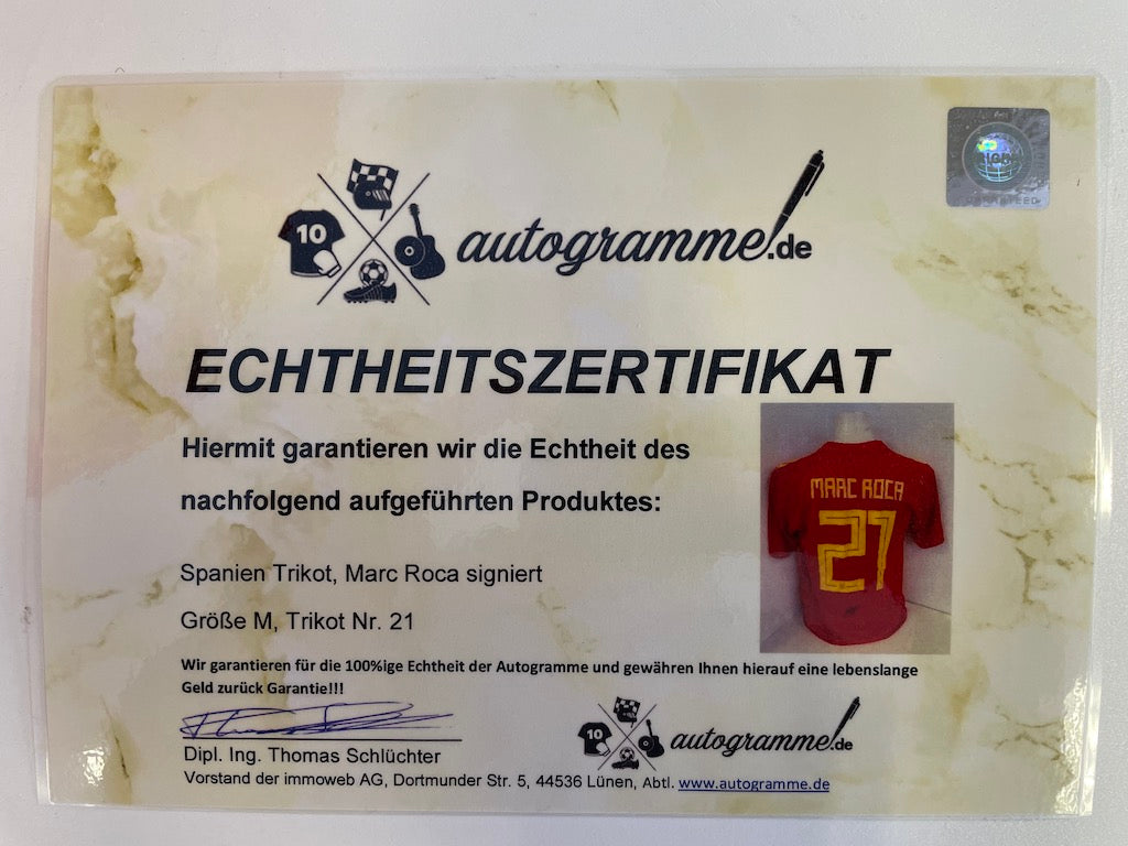 Spanien Trikot Marc Roca signiert Adidas Fußball Neu Spanien M