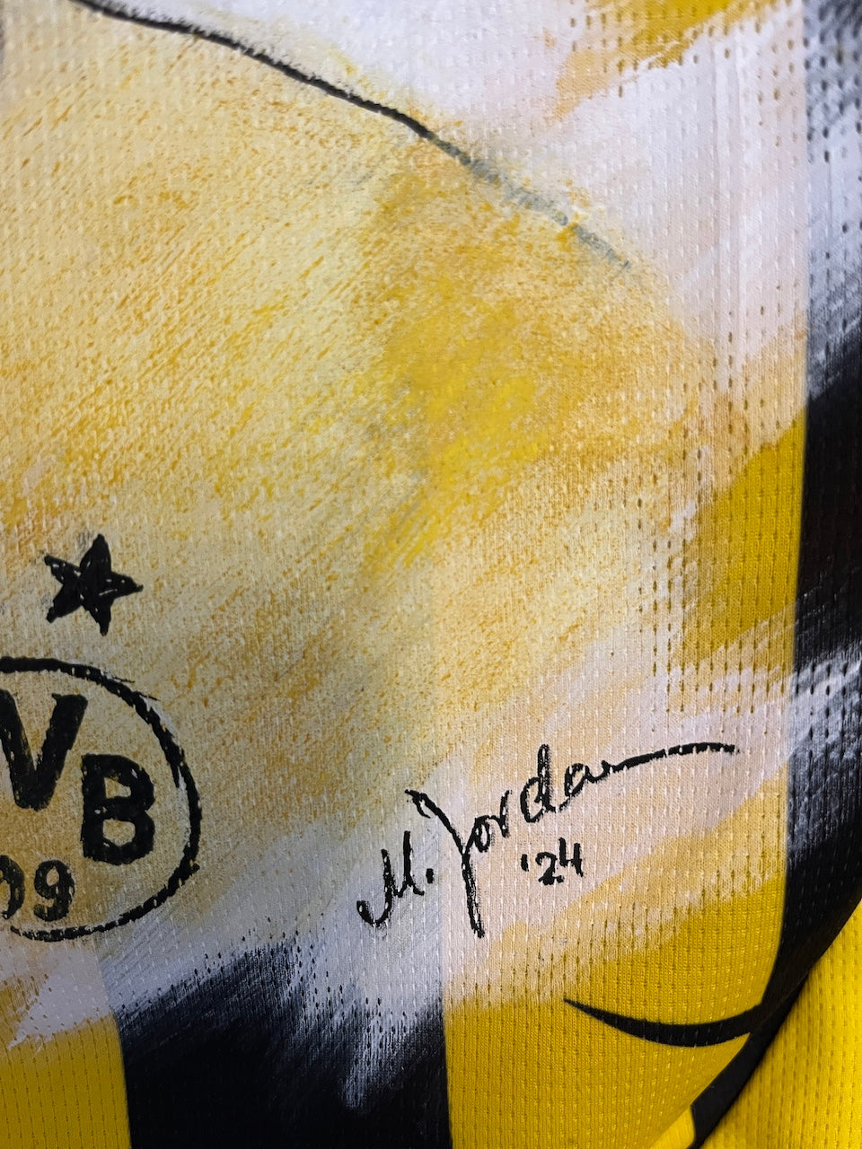 Borussia Dortmund jersey portrait Nico Schlotterbeck hand painted and signed BVB