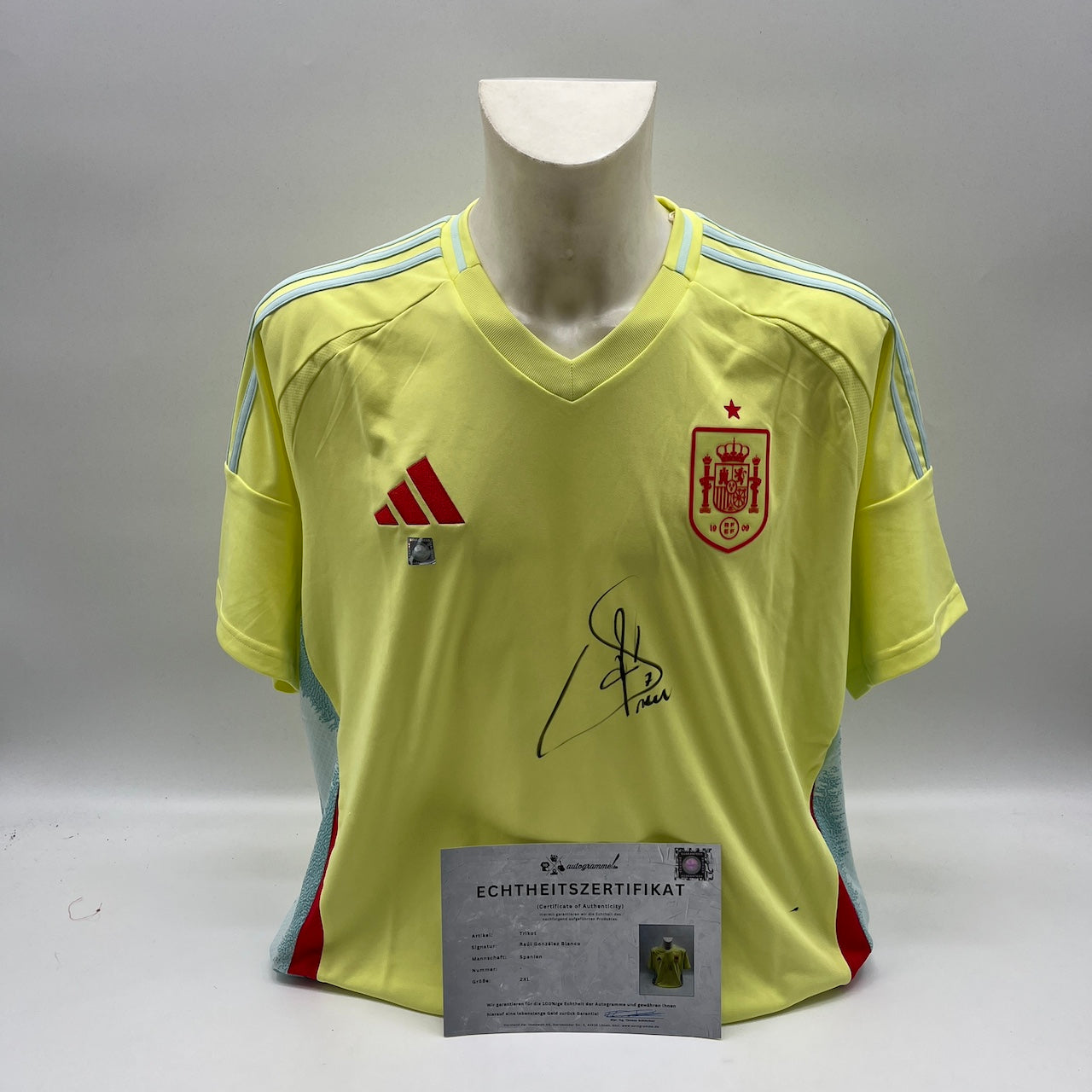 Spanien Trikot Raul signiert Adidas COA Autogramm 2XL