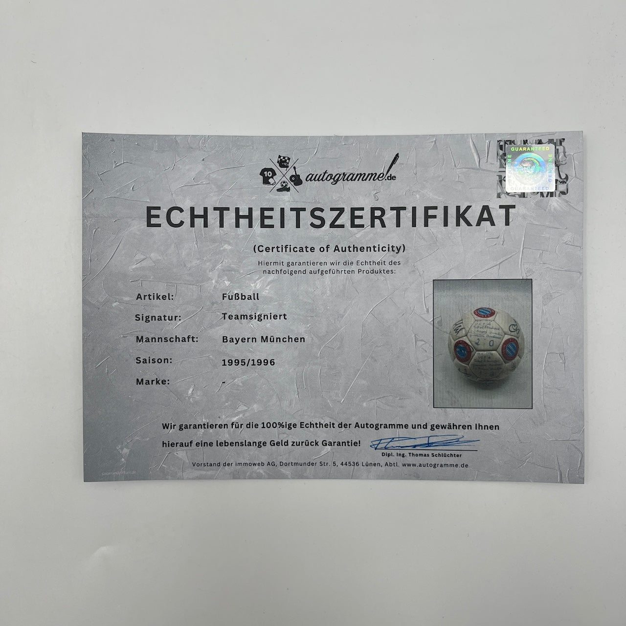 Bayern München Fußball Teamsigniert 1995/1996 Autogramme Bundesliga FCB