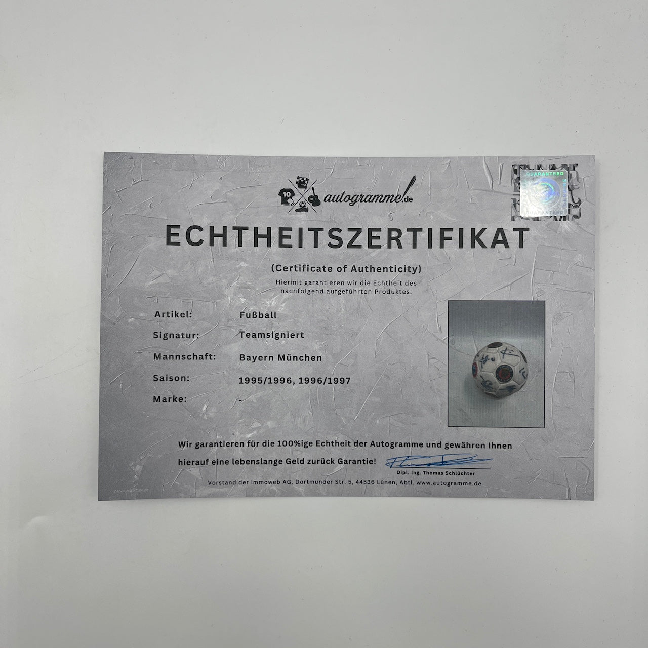 Bayern München Fußball Teamsigniert 1995/1996/1997 Autogramme Bundesliga Ball