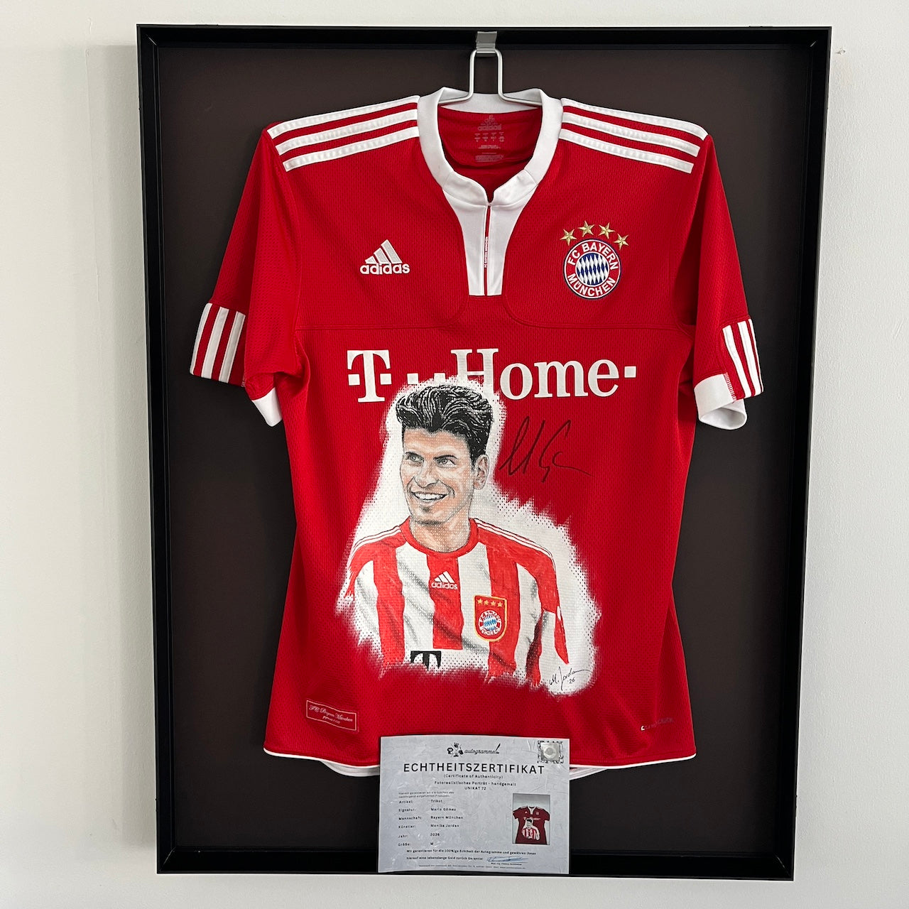 Bayern München Trikot Portrait Mario Gomez handgemalt und signiert M