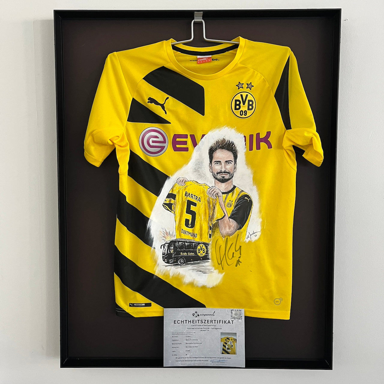 Borussia Dortmund Trikot Portrait Mats Hummels handgemalt und signiert M