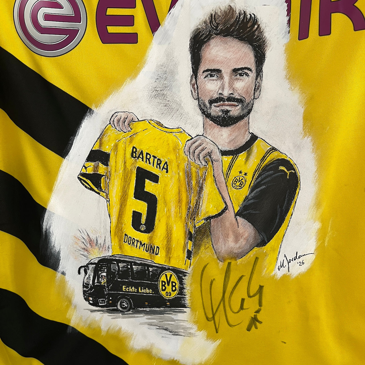 Borussia Dortmund Trikot Portrait Mats Hummels handgemalt und signiert M
