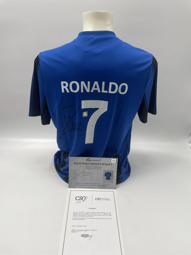 CF Andorinha jersey signed by Cristiano Ronaldo, CFA Football COA L