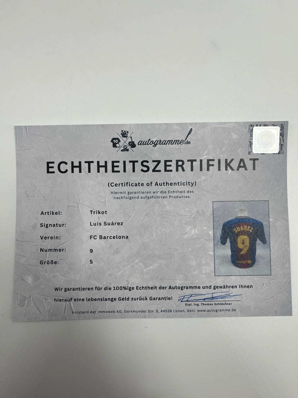 FC Barcelona jersey Luis Suarez signed autograph Laliga Nike Coa NEW S