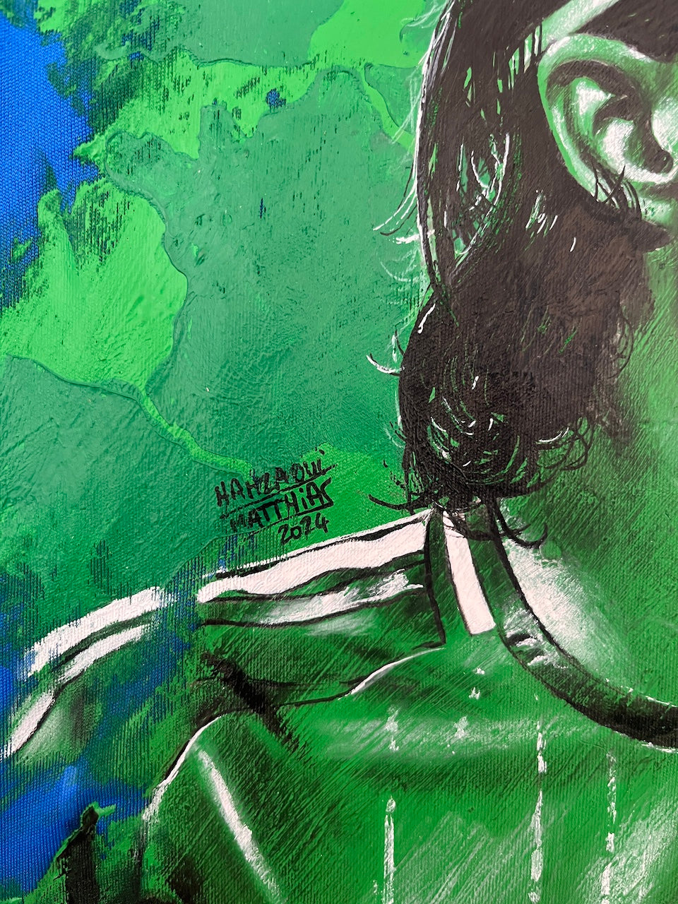 Italien Trikot Portrait Calafiori handgemalt und von Buongiorno signiert Adidas