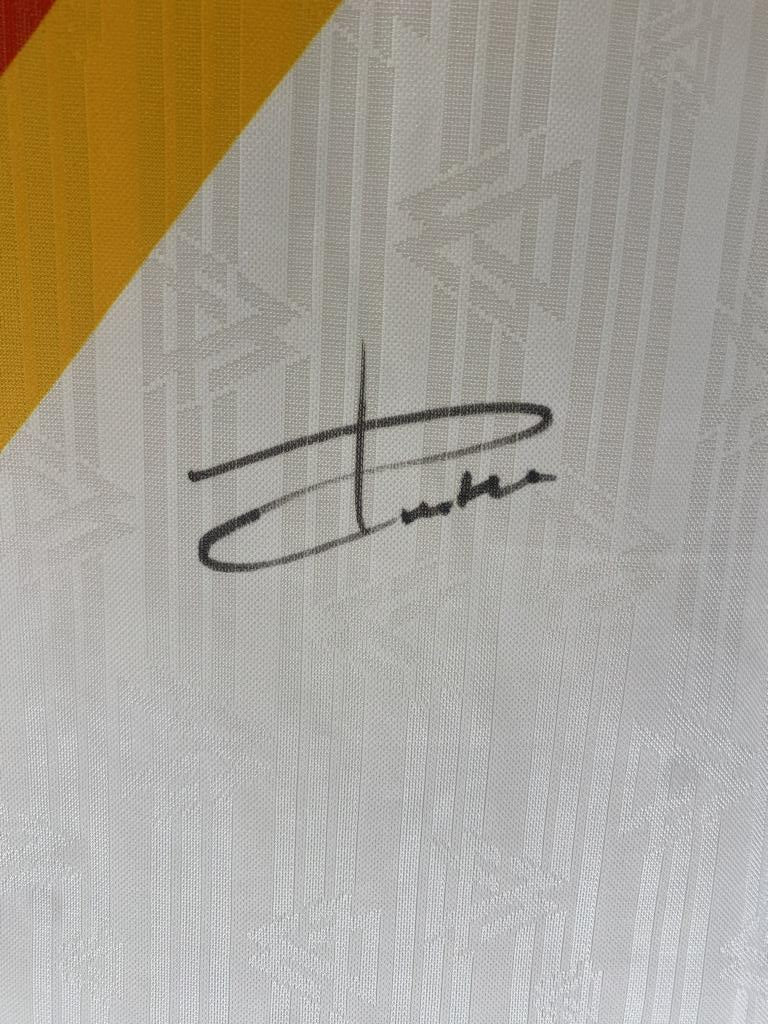 DFB Repro Trikot Stefan Reuter signiert Adidas COA Deutschland Autogramm L