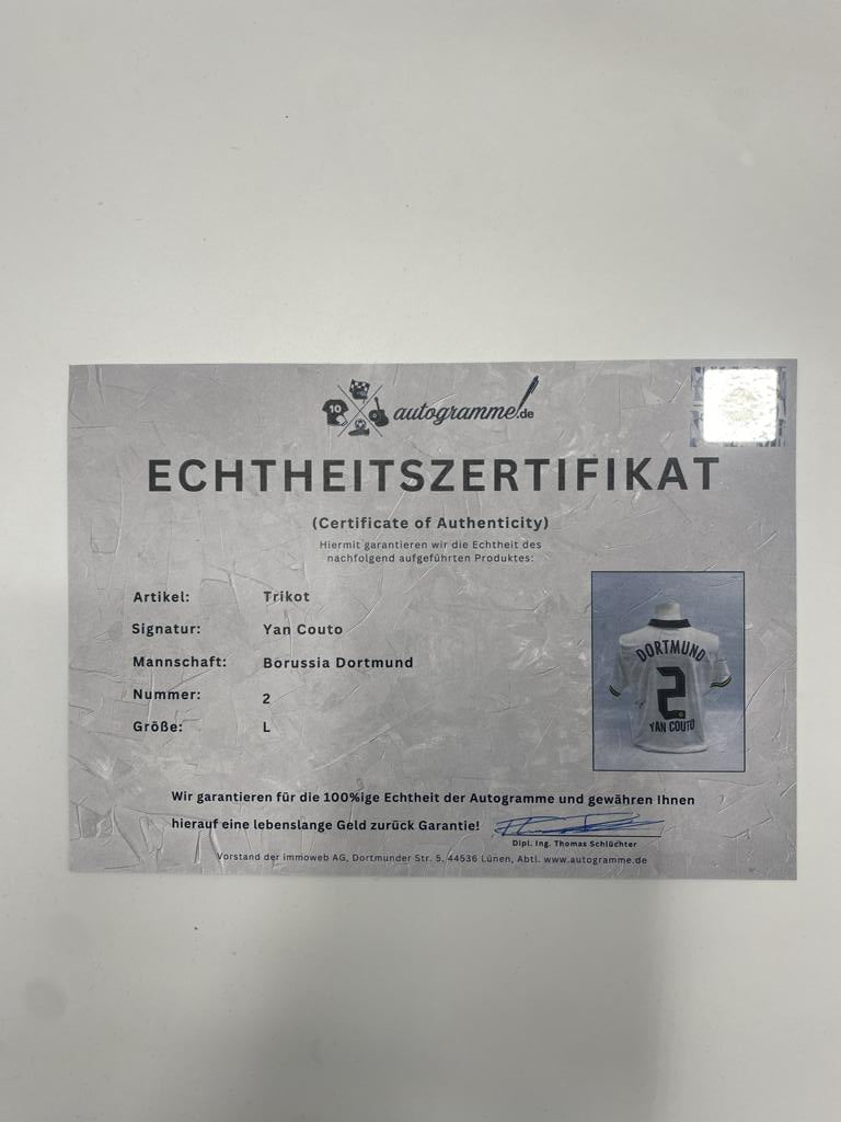 Borussia Dortmund Trikot Yan Couto signiert BVB neu Puma signiert L