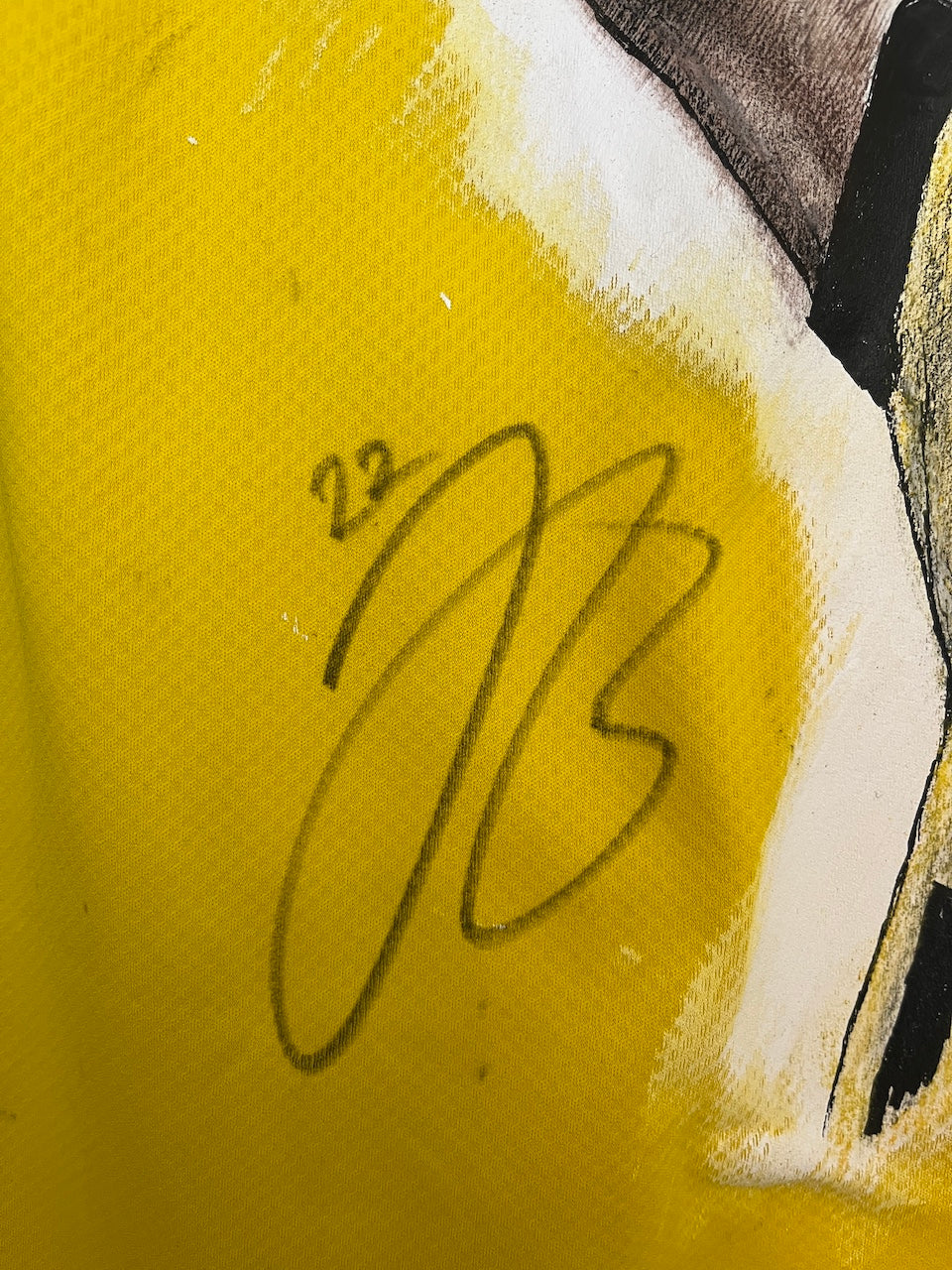Borussia Dortmund jersey portrait Jude Bellingham hand painted and signed Puma
