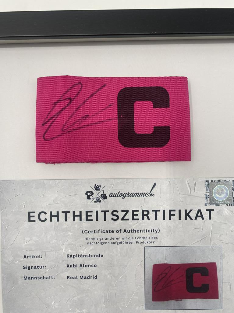 Kapitänsbinde Xabi Alsonso signiert im Rahmen Real Madrid Fußball COA Autogramm