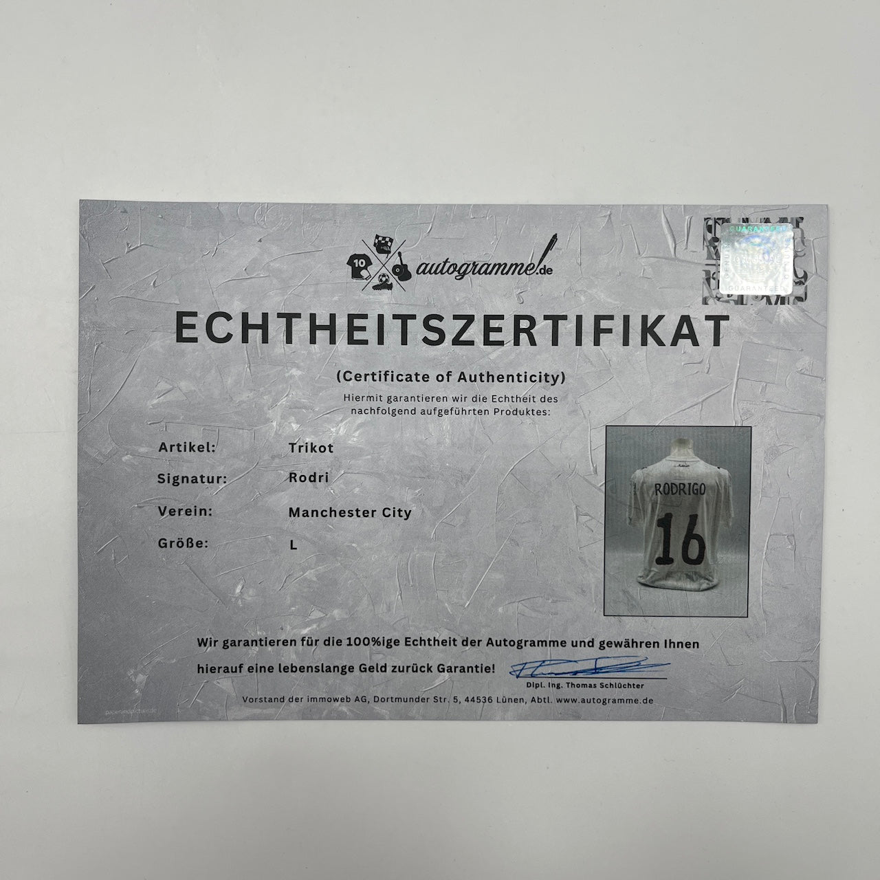 Manchester City Trikot Rodri signiert Autogramm Puma COA neu L