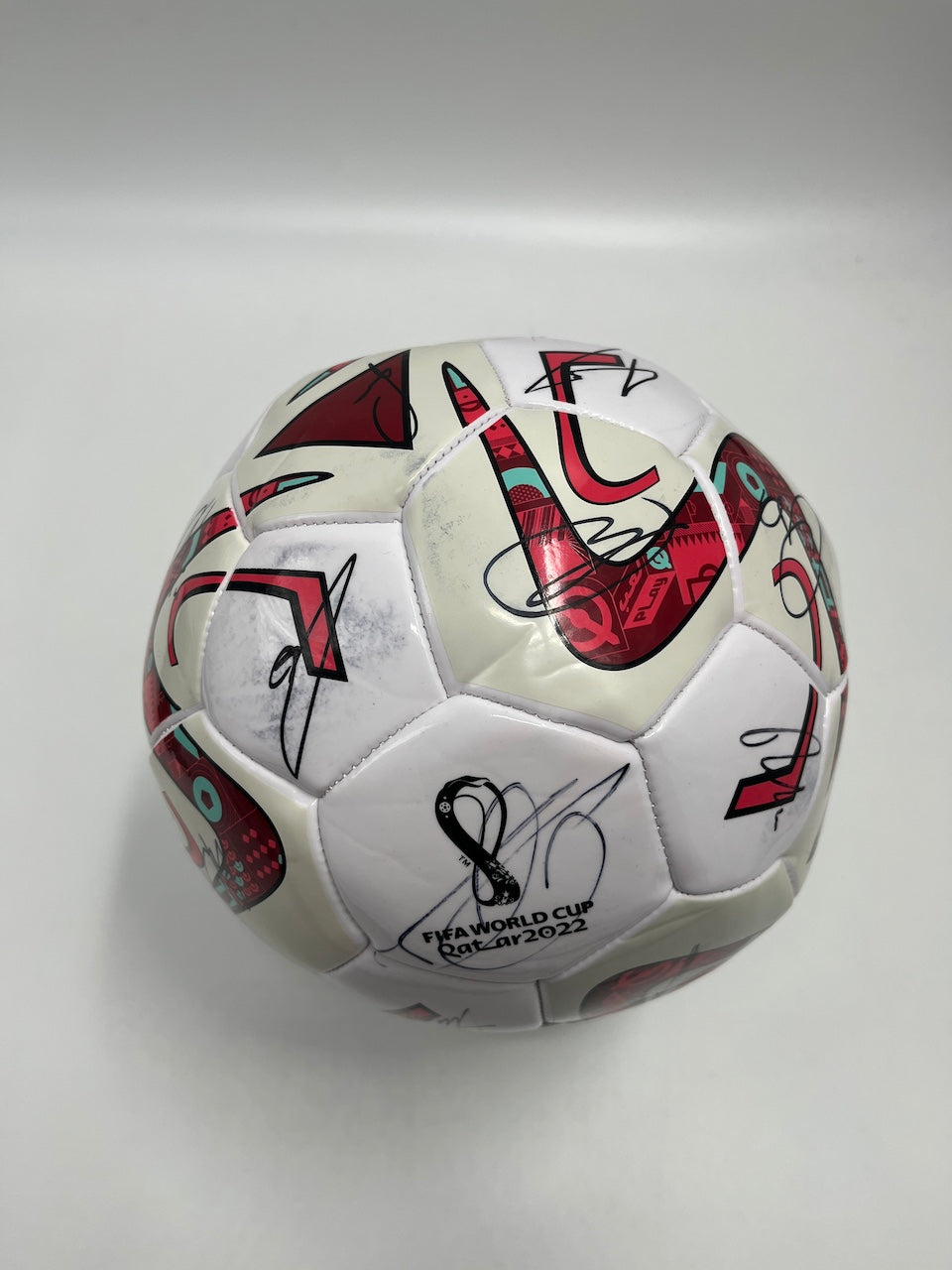 Football team signed World Cup 2022 in showcase DFB Autogram Coa Ball