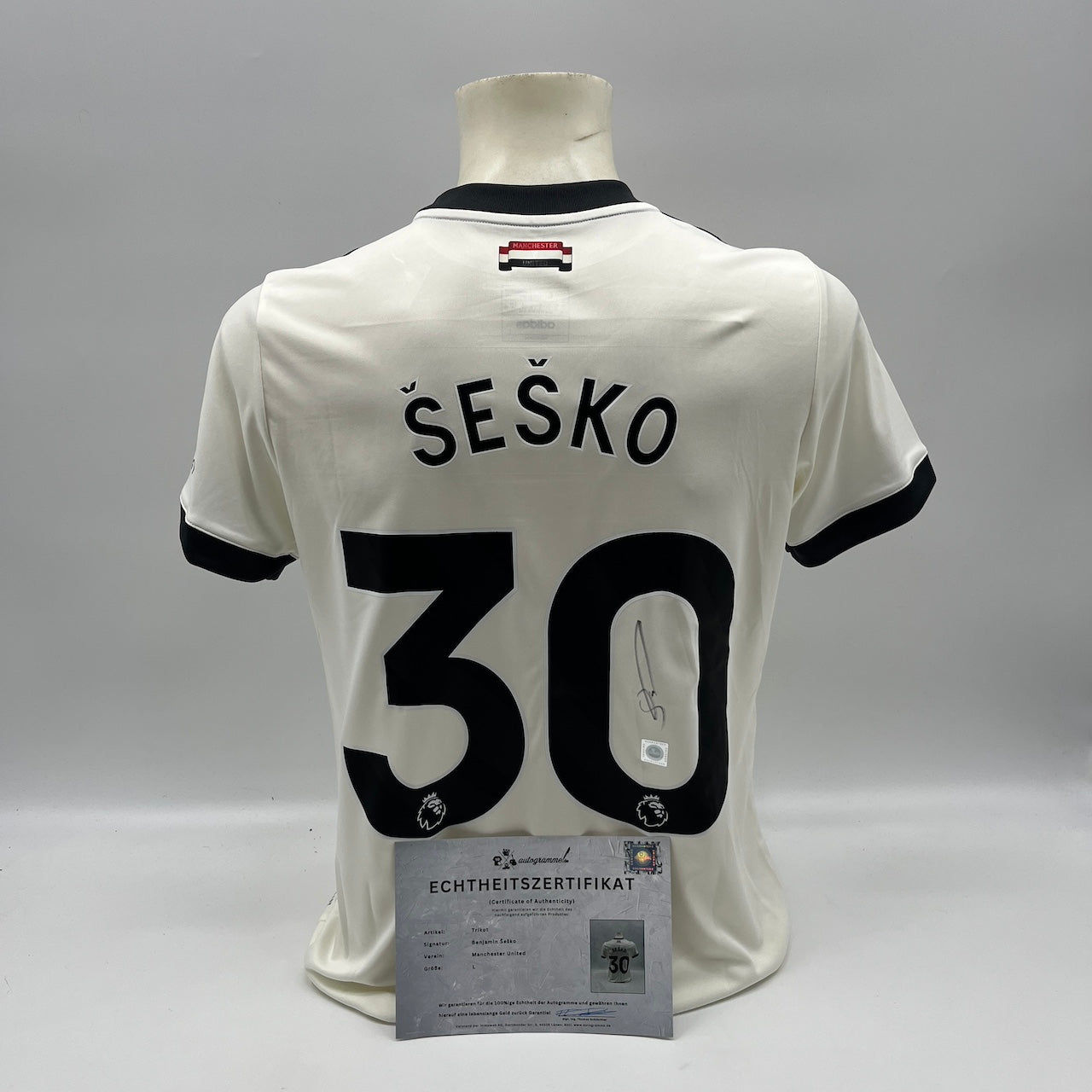 Manchester United Trikot Benjamin Sesko signiert Autogramm Adidas COA L