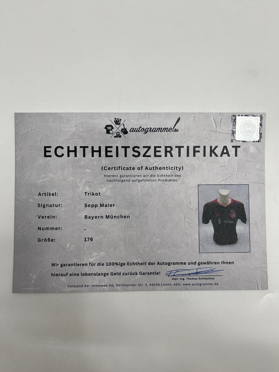 Bayern München Trikot Sepp Maier signiert FCB Autogramm COA 176