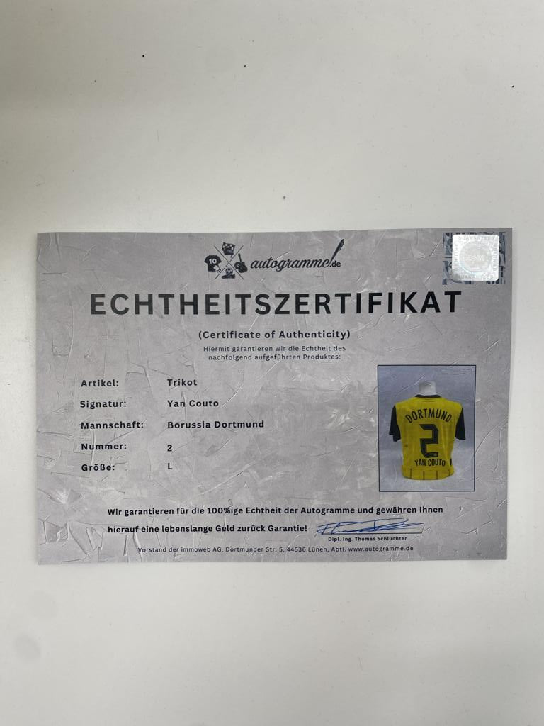 Camiseta del Borussia Dortmund firmada por Yan Couto, nueva del BVB, firmada por Puma, talla L