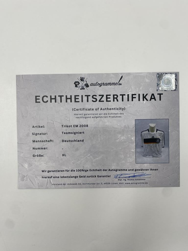 Germany Jersey Euro 2008 Team Signed DFB Adidas XL