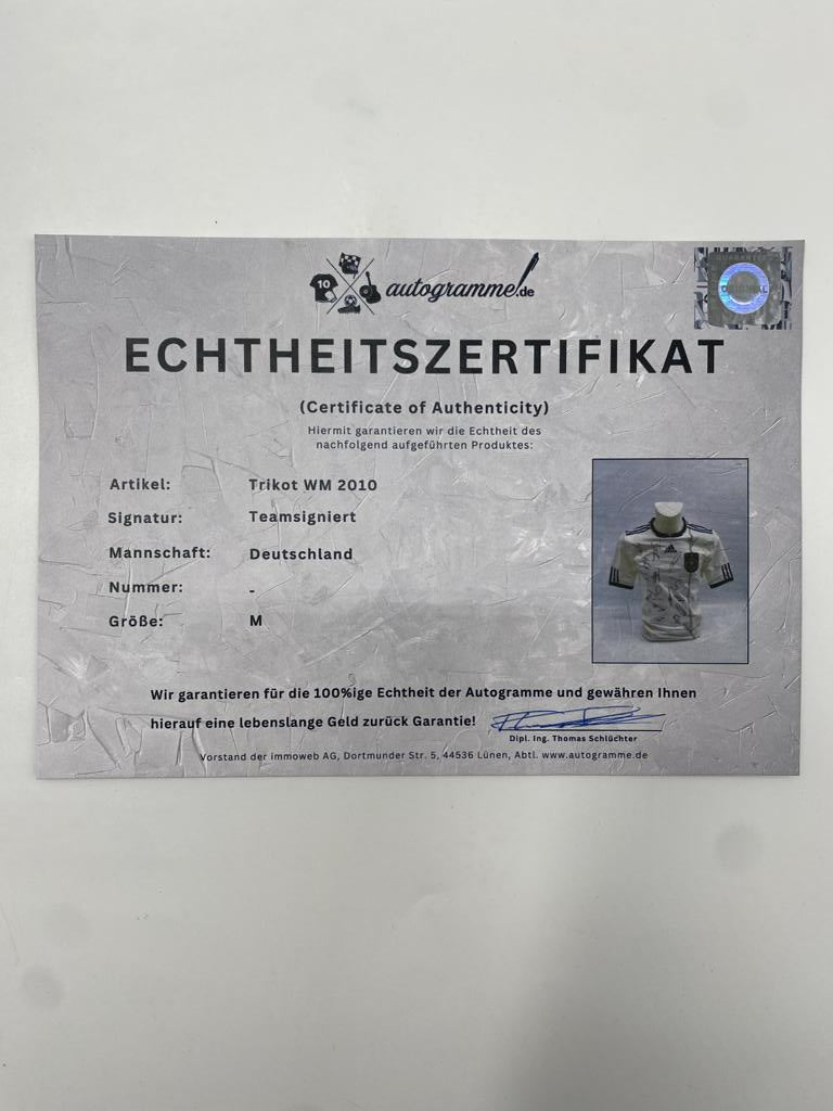 Germany World Cup 2010 Jersey, Team Signed, DFB, Adidas, Size M