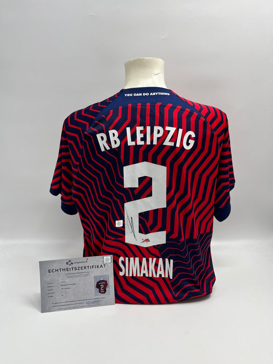 RB Leipzig Trikot Mohamed Simakan signiert COA Autogramm Fußball Nike XL