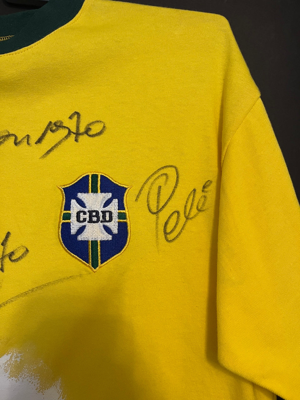 Brasilien Repro Trikot Portrait Pele, Jairzinho, Alberto handgemalt und signiert
