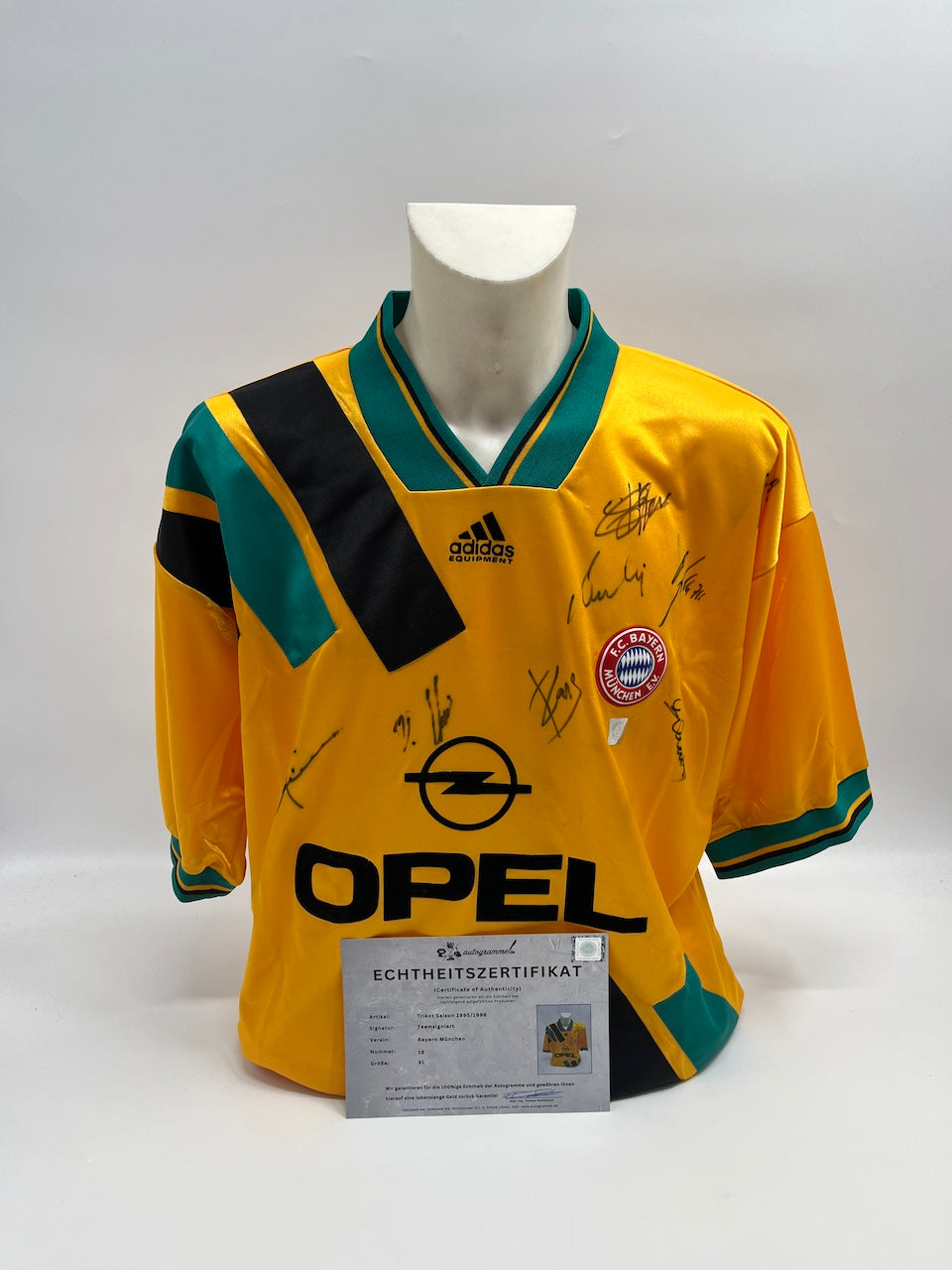Bayern München Trikot 1995/1996 Teamsigniert Bundesliga COA Adidas XL