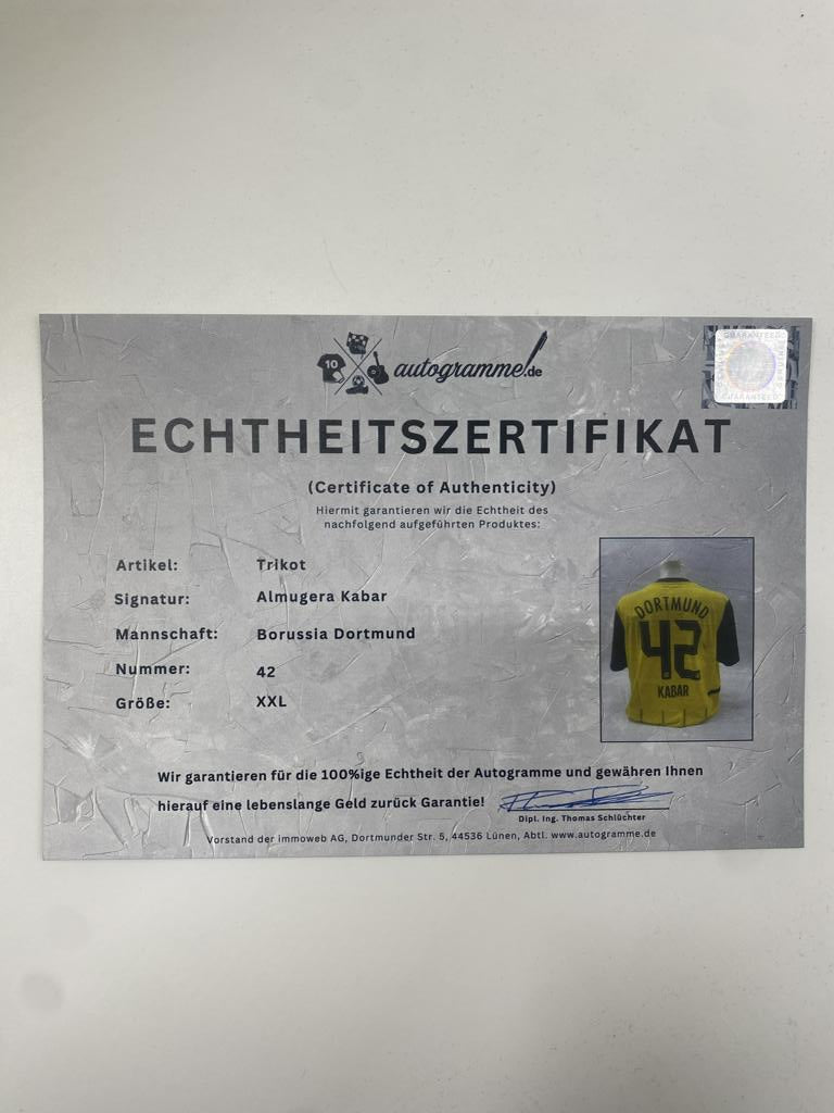 Borussia Dortmund jersey signed by Almugera Kabar, new Puma XXL