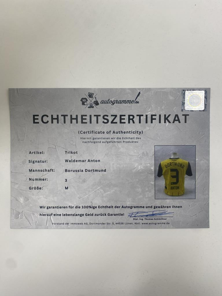Borussia Dortmund Authentic Jersey Waldemar Anton signed BVB new Puma M