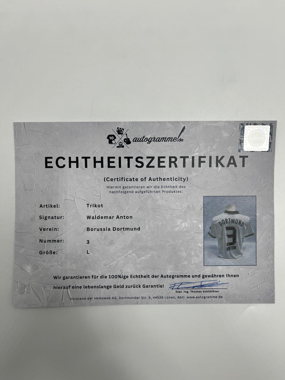 Borussia Dortmund Trikot Waldemar Anton signiert BVB Autogramm Puma neu L