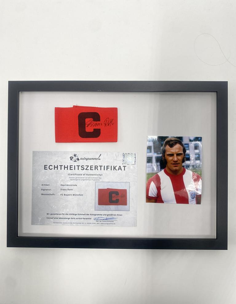 Captain's armband signed by Franz Roth, Bayern Munich autograph COA