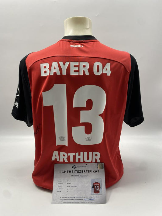 Bayer Leverkusen Trikot Arthur signiert Autogramm Image Proof Castore XL