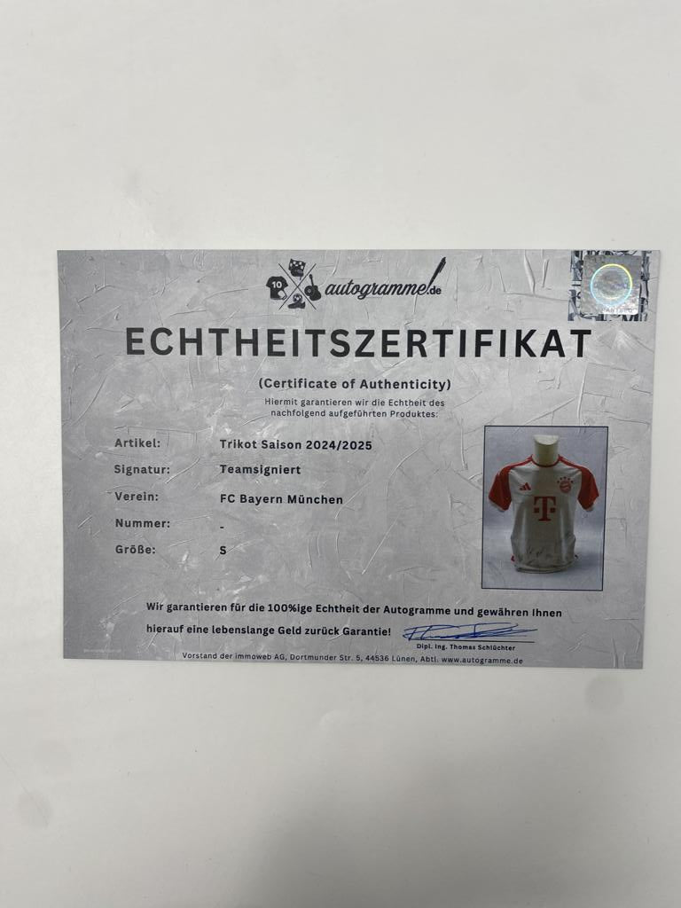 Bayern Munich 2023/2024 Team Signed Autograph COA Adidas Football S