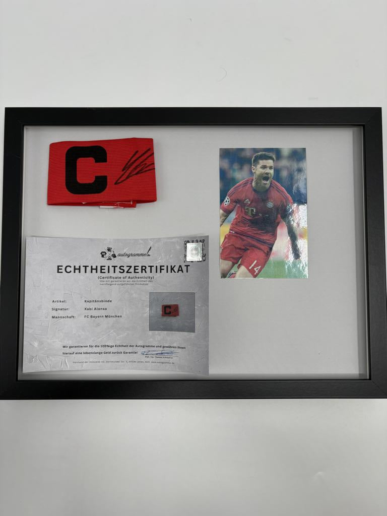 Kapitänsbinde Xabi Alonso signiert im Rahmen Bayern München Autogramm COA