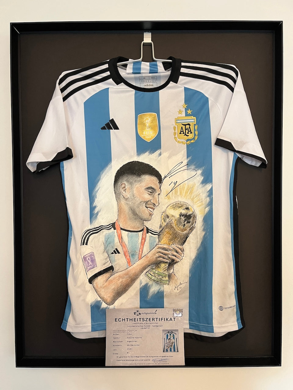 Argentina jersey portrait exequiel palacios hand painted m