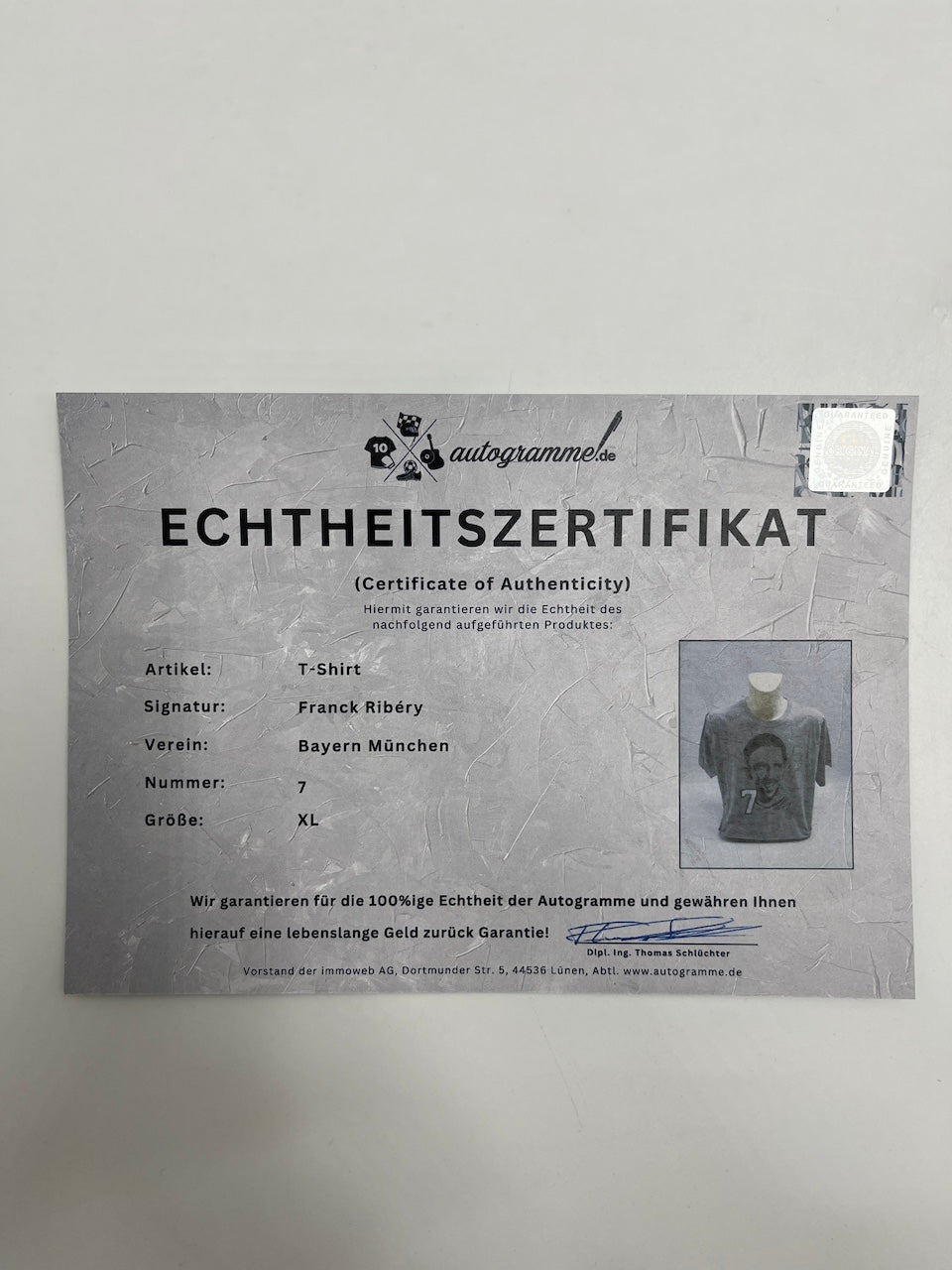 Bayern München T-Shirt Franck Ribery signiert Autogramme Bundesliga COA XL