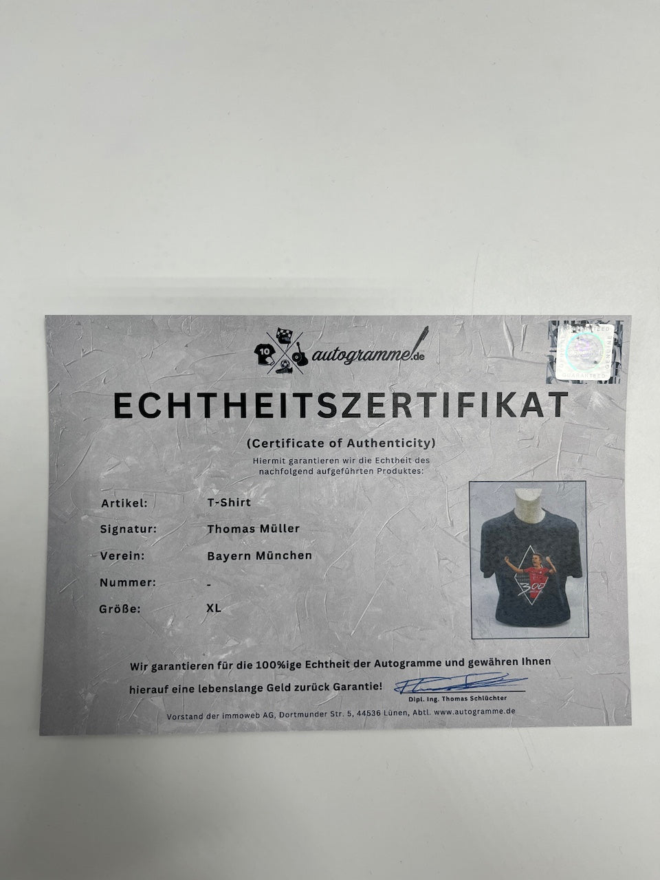 Bayern München T-Shirt Thomas Müller signiert Autogramme Bundesliga COA neu XL