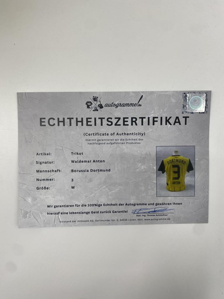 Borussia Dortmund Authentic Jersey Waldemar Anton signed BVB new Puma M