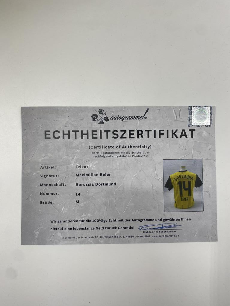 Camiseta auténtica del Borussia Dortmund firmada por Maximilian Beier, nueva camiseta BVB M Puma