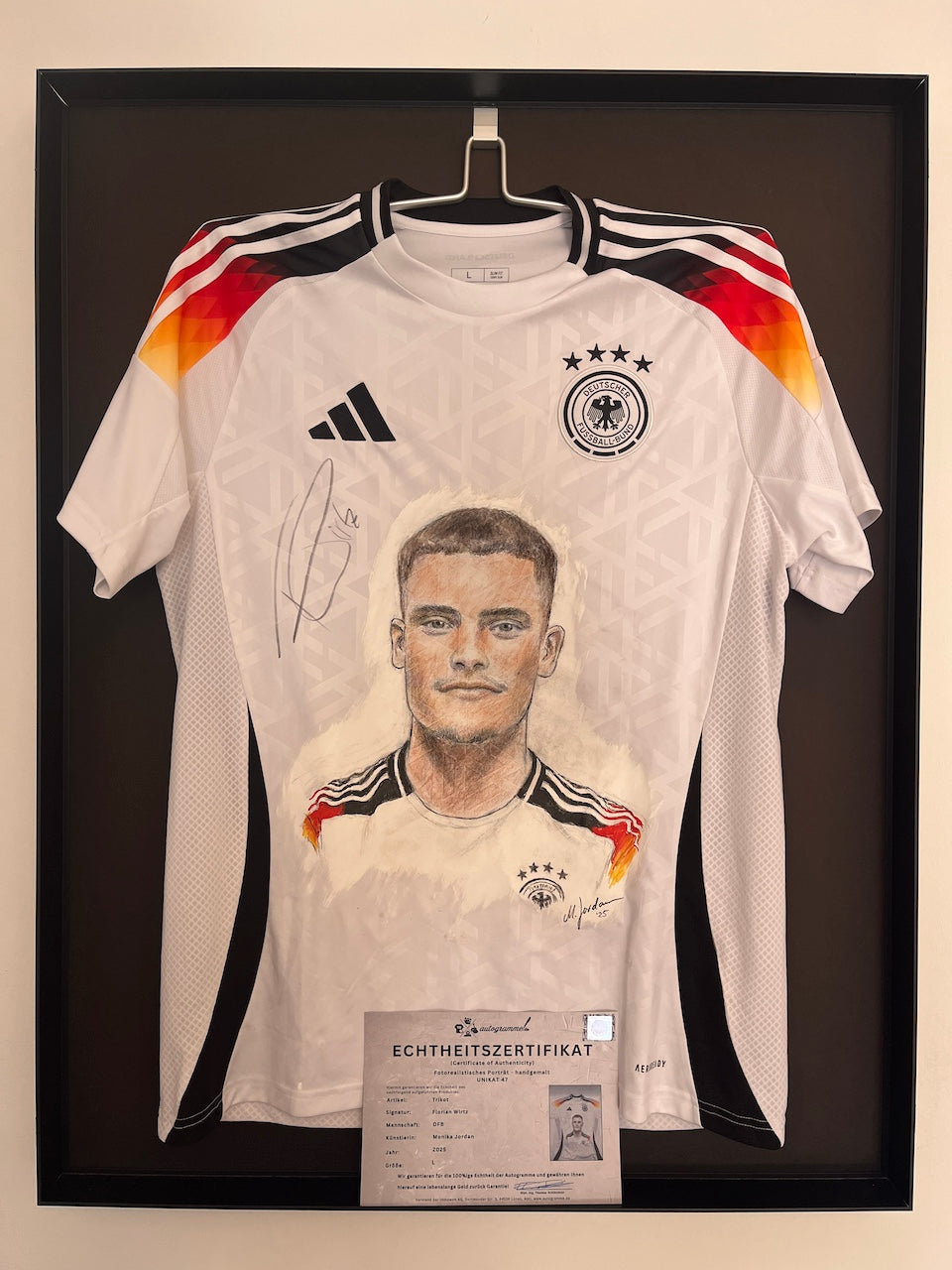 DFB Trikot Portrait Florian Wirtz handgemalt und signiert Adidas L