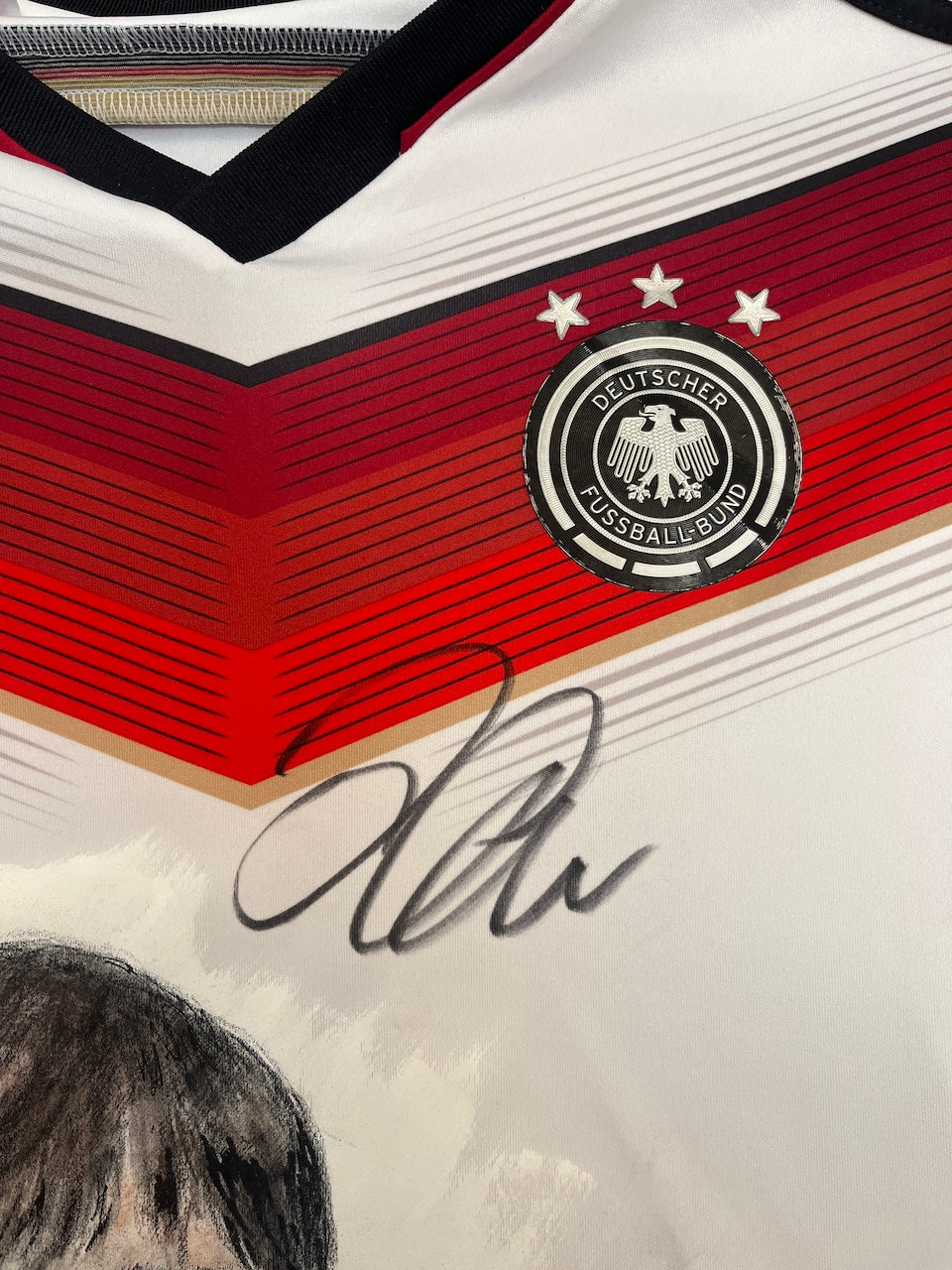 DFB Trikot Portrait Joachim Löw handgemalt und signiert Adidas 176