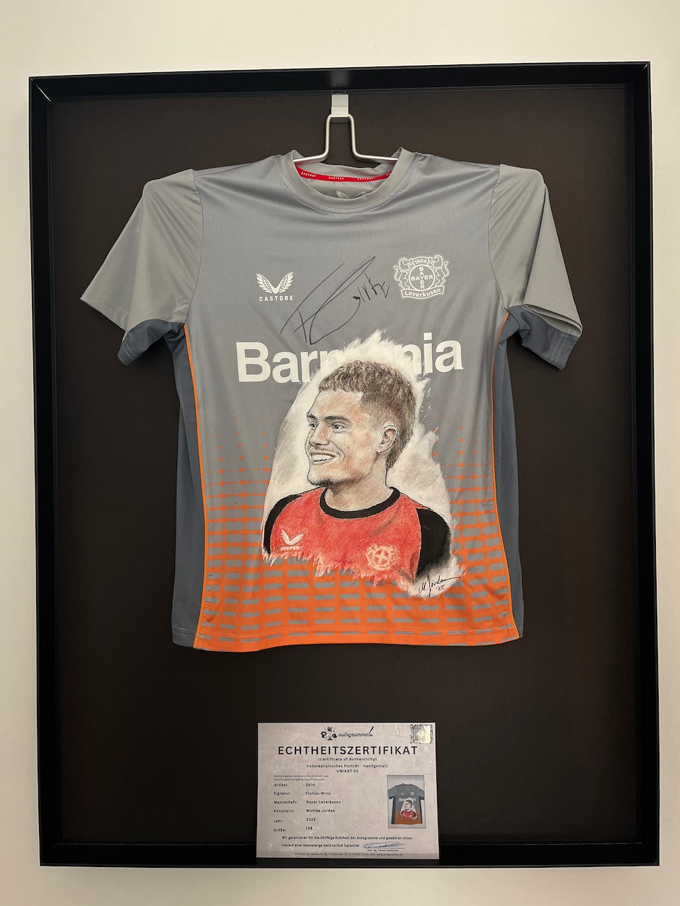 Leverkusen Shirt Portrait Florian Wirtz hand-painted and signed Castore 158
