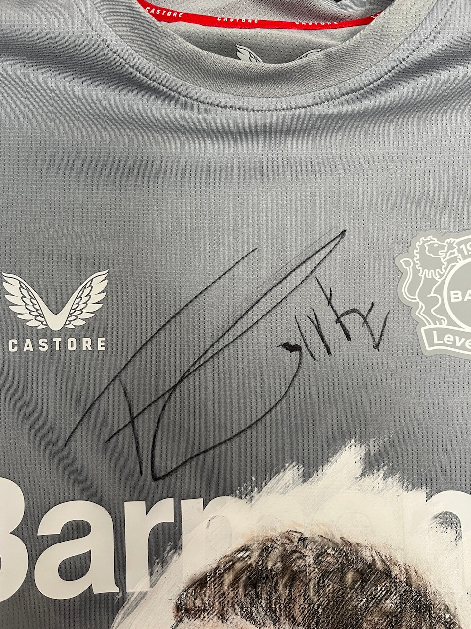 Leverkusen Shirt Portrait Florian Wirtz hand-painted and signed Castore 158