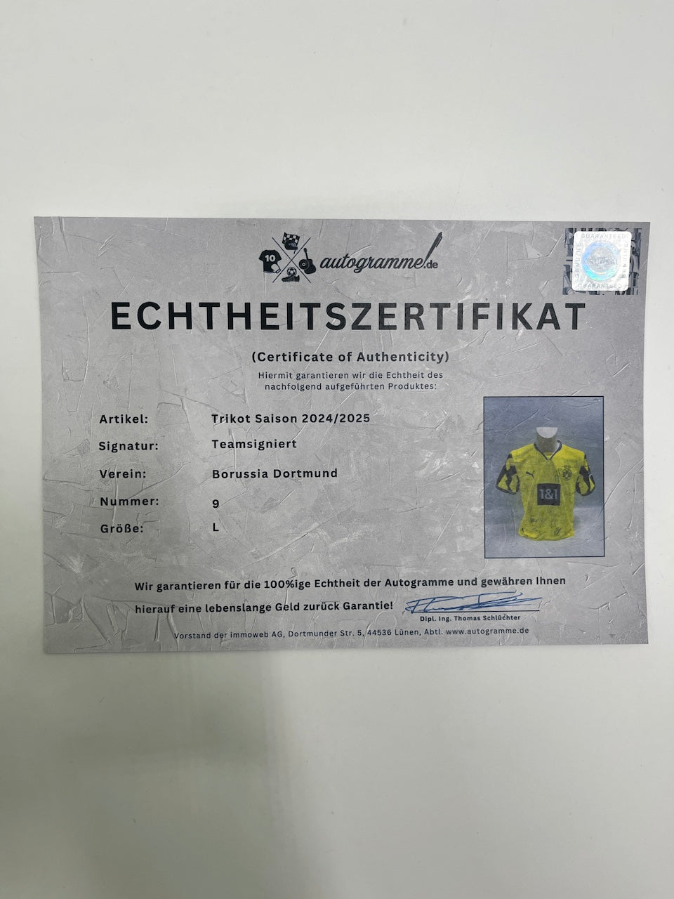BVB Special Edition Jersey 2025 Team Signed Borussia Dortmund COA Puma Autograph L